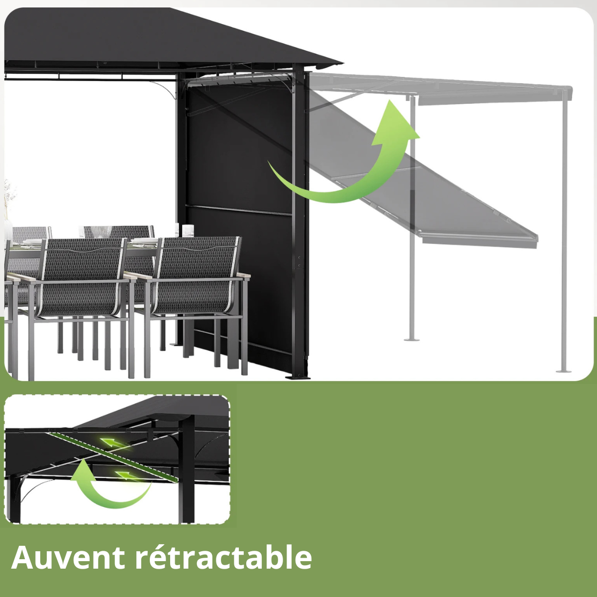 Gamme Insen - Gazebo/Pavillon de jardin modulable - Noir