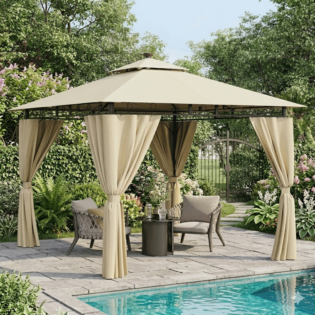 Gamme Lone - Gazebo / Pavillon de Jardin - Led intégrées
