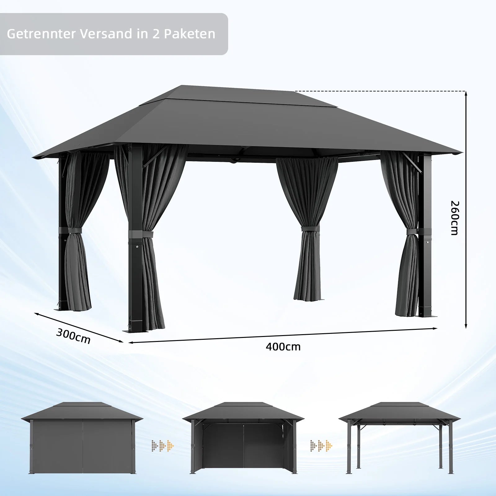 Gamme Lone - Gazebo / Pavillon de Jardin - Dimensions confort