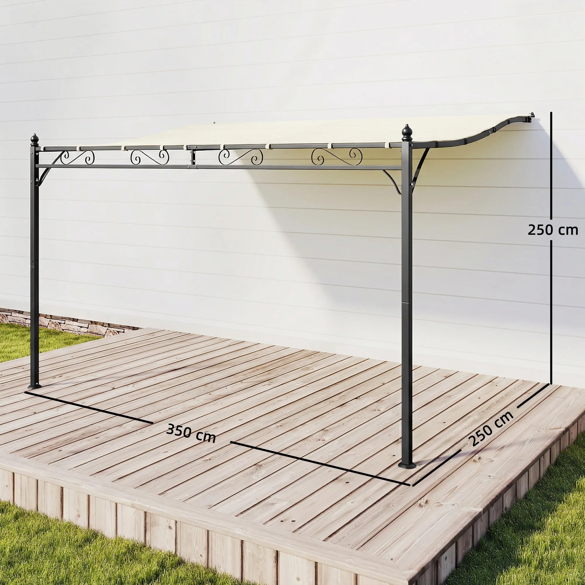 Gamme Leo - Pergola murale terrasse - Blanc crème