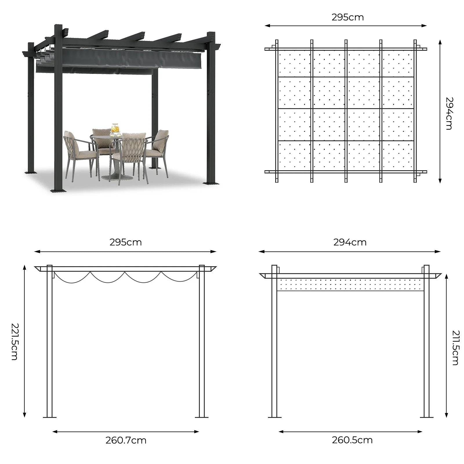 Gamme Habu - Pergola auto-portante - Rétractable
